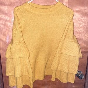 Poof! Bell-Sleeved Mustard Sweater